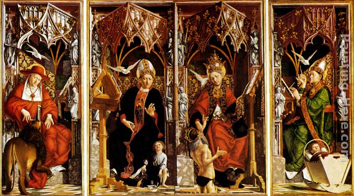 Michael Pacher Altar Of The Four Latin Fathers (inner panels)